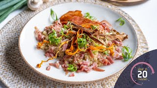 Risotto van parelcouscous met champignons en Ganda Ham  Klaar in 20 minuten [upl. by Hulton]