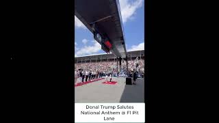 President realDonaldTrump salutes to the National Anthem on F1 Pit Lane [upl. by Jackqueline]