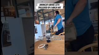 UNHINGED LIBERAL GETS TRIGGERED BY MAGA HAT IN COFFEE SHOP GETS KICKED OUT shorts maga funny [upl. by Lanni]