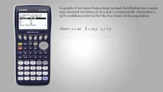 Confidence interval when population standard deviation is unknown  Casio fx9750GII [upl. by Lamar993]