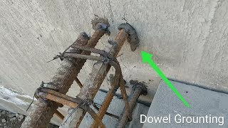 Dowel Grouting Process in RCC wall in construction site [upl. by Neelloj]