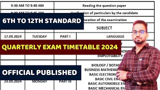 6th12th Quarterly Exam 2024 Timetable  10th 11th 12th Quarterly exam 2024 timetable [upl. by Rehprotsirhc]