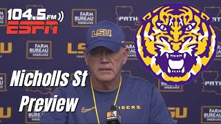 LSU HC Brian Kelly Provides Injury Report  Previews Home Opener Against Nicholls State [upl. by Teeniv]