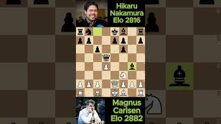 579 Elo Magnus Carlsen vs Hikaru Nakamura chess game [upl. by Draper]