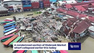 Condemned Section of Stabroek Market Collapses [upl. by Ahsikam]