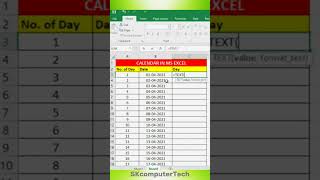 How To Create Calendar In MS Excel Main Calendar Kase Banaye  excel shortsfeed viralshort [upl. by Essy]