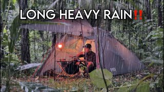 STRUGGLE IN LONG HEAVY RAIN‼️SOLO CAMPING HEAVY RAIN WITH UMBRELLA TENT [upl. by Demitria]