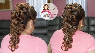 PEINADO PARA NOVIA  FÁCIL RECOGIDO ELEGANTE  CURLY BRIDAL HAIRSTYLE [upl. by Nosyrb]