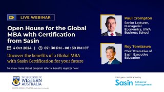 UWA Global MBA SASIN Certification  Faculty Webinar Session [upl. by Lorry]