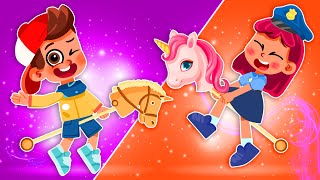 Hobby Horsing Dance 💗🖤  Funny Kids Songs by Comy Zomy [upl. by Christalle25]