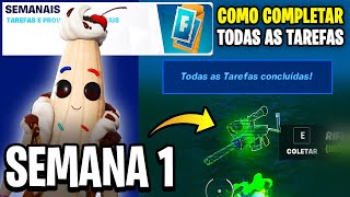 COMO COMPLETAR TODAS AS MISSÕES SEMANAIS SEMANA 1 FORTNITE RAIZ  Fortnite [upl. by Assened]