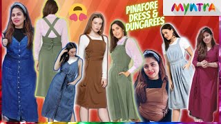 🌸Huge Myntra Haul Pinafore amp Dungarees  Westernwear 🤩 [upl. by Akinert]