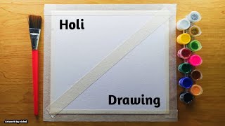 Holi Special Drawing 2024 easy watercolor painting for beginners step by step tutorial [upl. by Novoj]