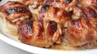 Sweet Hot Mustard Chicken Thighs  Baked Chicken Recipe [upl. by Carrillo508]