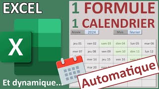 Calendrier automatique avec une seule formule Excel [upl. by Trilby]