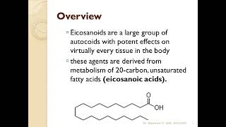 Lecture 7 Prostaglandins 1 [upl. by Akanke506]