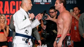 Bellator 149 WeighIns Royce Gracie vs Ken Shamrock [upl. by Gnoz]