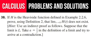 38 If H is the Heaviside function defined in Example 226 prove using Definition 2 that lim⁡t [upl. by Lyontine]