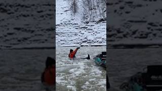 Winter Kayak Fishing🥶🎣 fishing kayakfishing kayak coldwater icebucketchallenge ice winter [upl. by Aila88]