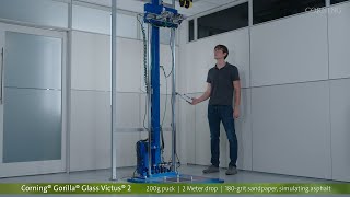 Corning® Gorilla® Glass Victus® 2 Drop Tower Test on Simulated Asphalt [upl. by Esiralc406]