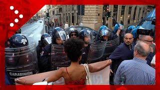 Roma polizia impedisce ad attivisti Ultima Generazione corteo verso Palazzo Chigi [upl. by Niggem775]