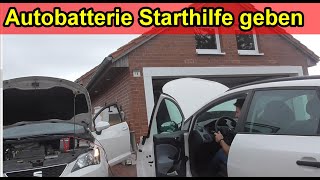 Auto Starthilfe geben Anleitung  Autobatterie Starthilfekabel anschließen  Auto startet nicht [upl. by Airt737]