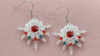 Christmas art deco earring beading tutorial [upl. by Ahseral]