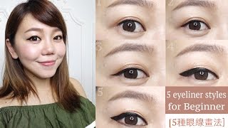 一次搞懂5種眼線畫法 5 eyeliner styles for Beginner ♥ Alice [upl. by Nahtaoj585]