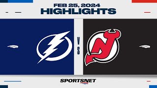 NHL Highlights  Lightning vs Devils  February 25 2024 [upl. by Ynnatirb380]