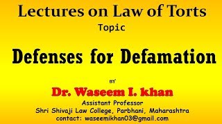 Defenses for Defamation  Justification for Tort of Defamation [upl. by Enyawd]