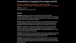 Seropositivity to louping ill virus in dogs in the UK [upl. by Glen]