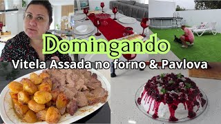 Domingo por casa  Almoço completo  Vitela Assada no Forno  Pavlova [upl. by Thorlie]