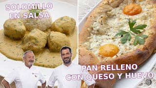 SOLOMILLO de cerdo en salsa y PAN relleno de QUESO con huevo  Joseba y Karlos Arguiñano [upl. by Akirahc]