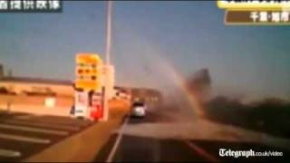 Driver films moment his car is engulfed by tsunami [upl. by Fazeli]