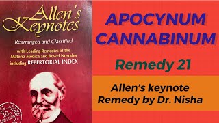 APOCYNUM CANNABINUM Drug Homeopathic Medicine Allen’s Keynote Remedy  Homeopathy  Hindi [upl. by Ardnovahs]