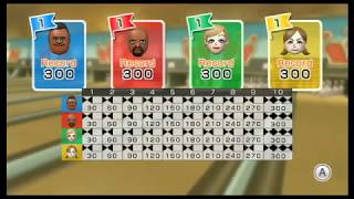 Wii Sports Resort  Bowling Standard 4 Players All Perfect Games [upl. by Adnalue144]