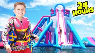 24 HOUR Extreme WATER TRAMPOLINE CHALLENGE [upl. by Ellennaj]