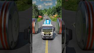 Mix Colour Buses amp Semi Cargo Truck vs Bollards crash shorts beamngdrive shortsvideo [upl. by Ifok]