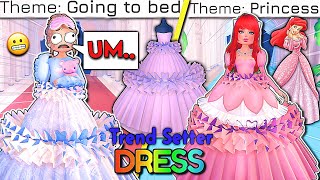 Wearing The TRENDSETTER Dress For EVERY THEME In DRESS TO IMPRESS  ROBLOX Challenge [upl. by Ahsekram281]