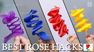 4 best needle HACKS  DIY Ribbon Roses  Easy and beautiful satin ribbon flowers [upl. by Jessalyn]