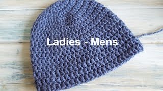 crochet How To  Crochet a Simple Beanie for Ladies  Mens Size 22quot24quot [upl. by Kelcie94]