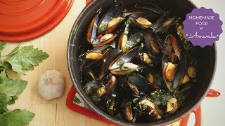 White Wine Mussels with Pasta amp Bread  Homemade Food by Amanda [upl. by Novets202]