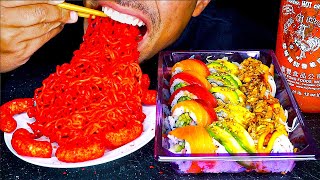 ASMR Extreme Spicy Noodles and Sushi Sashimi Platter Challenge ASMR GONE WRONG WORST SUSHI EVER [upl. by Theron]