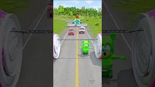 Funny Crazy Cars amp Strange Weird Cars VS 2 Bollard Barbie and Chain  BeamNGDrive [upl. by Fotinas]