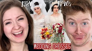 Married Couple Reacts to Wedding Dresses Through History by Safiya Nygaard [upl. by Ahselef]