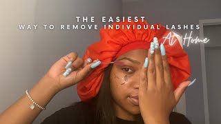 Easiest Way To Take Off Individual Lashes At Home Without Lash Remover  Painless Lash Removal [upl. by Ambrosine]