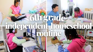 MY 6TH GRADE INDEPENDENT HOMESCHOOL ROUTINE HOMESCHOOL DAY IN THE LIFE OF A 6TH GRADER [upl. by Ihn]