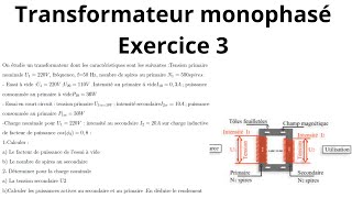 Transformateur monophasé Exercice 3 [upl. by Jegger]