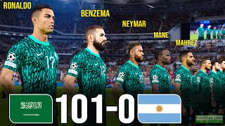 Saudi All Stars 101  0 Argentina  Ronaldo Benzema Neymar Mane Mahrez Kante Mendy All Stars  PES [upl. by Winson]