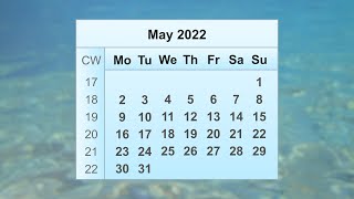 May 2022 Calendar [upl. by Fidelia]